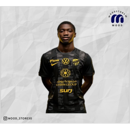 Al-Ittihad black jersey with the Golden League logo + a free Al-Ittihad logo sticker.